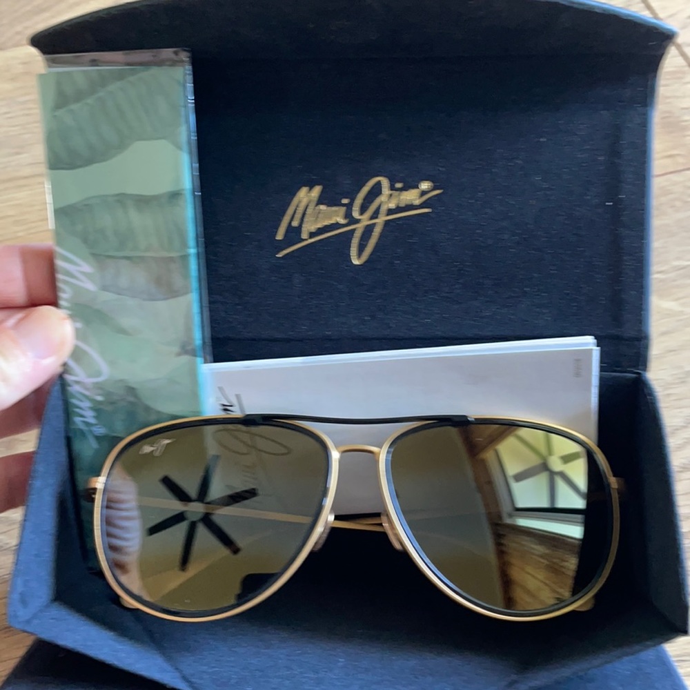 Maui Jim Gold Frame Sunglasses with Green Lenses